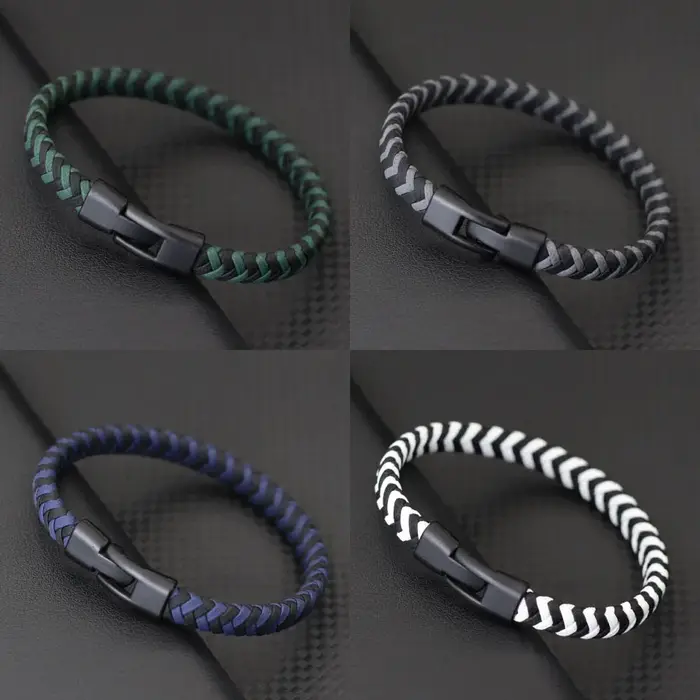 Bracelet en corde de cuir tressé pour hommes