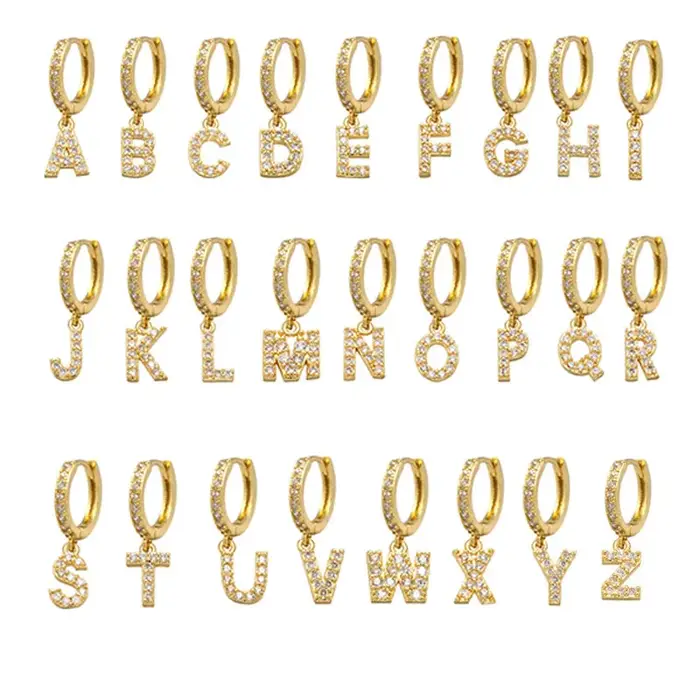 QMHJE initiales A-Z lettres Mini petites boucles d'oreilles femmes or argent couleur arc-en-ciel cri