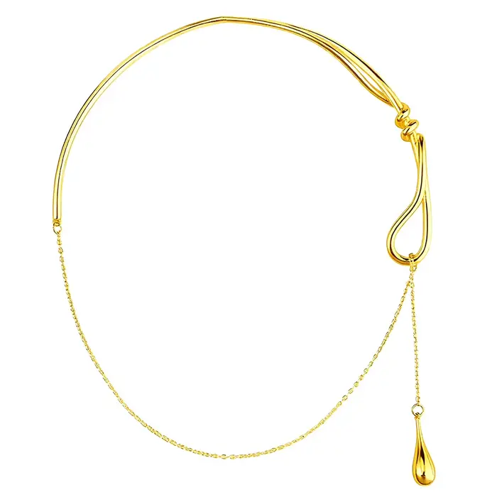 Collier Y Lariat asymétrique avec pendentif goutte d'eau liquide, bijoux minimalistes et ornements d