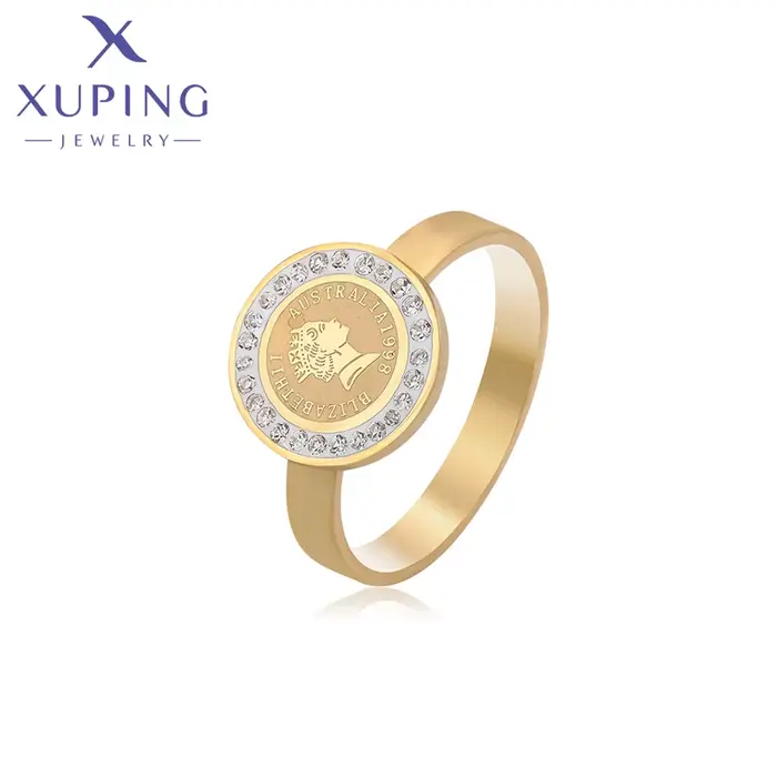 Bague Xuping Jewelry au design tendance, plaquée or, pour femme, cadeau de mariage ou de fête T00070