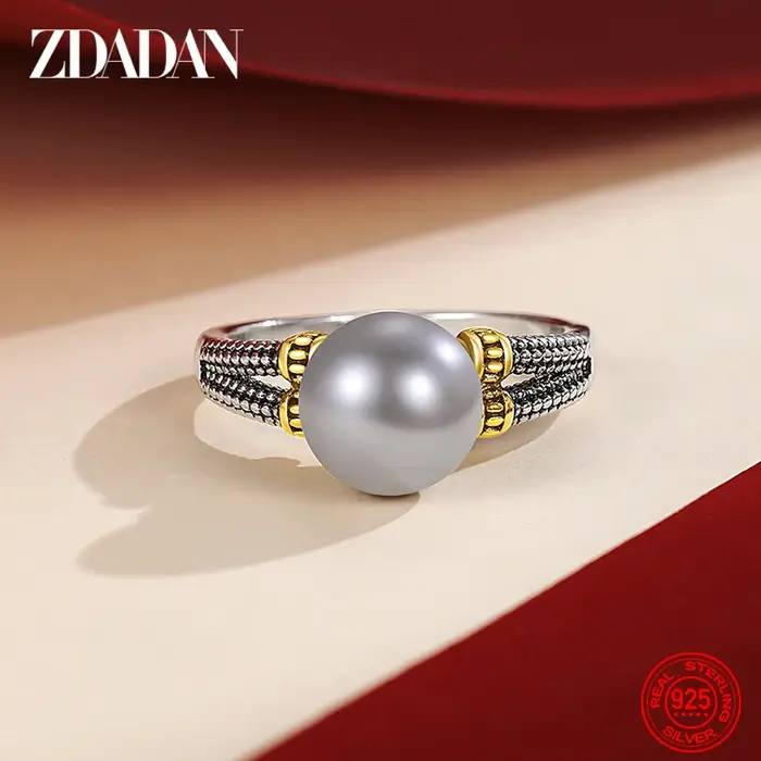 ZDADAN – bague en argent 925 avec perles pour femmes, accessoires de bijoux de mariage, vente en gro