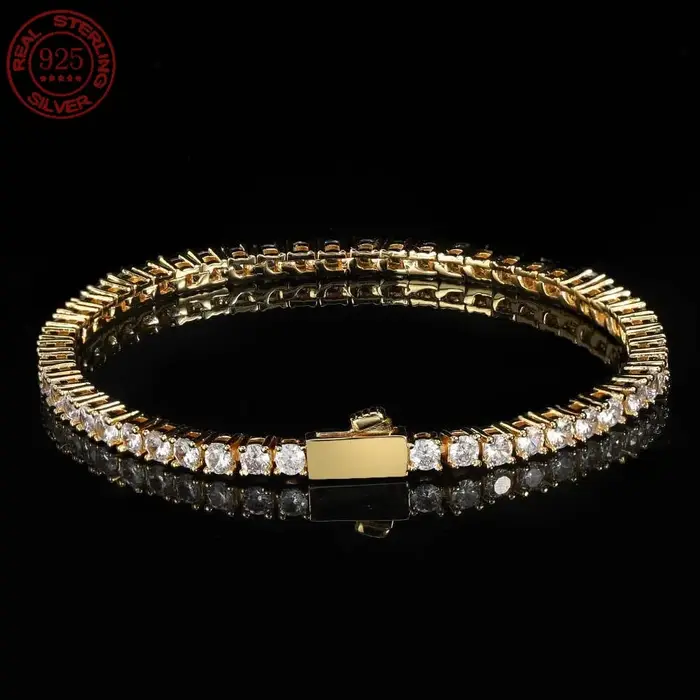 Bracelet de tennis en Zircon plaqué argent 925