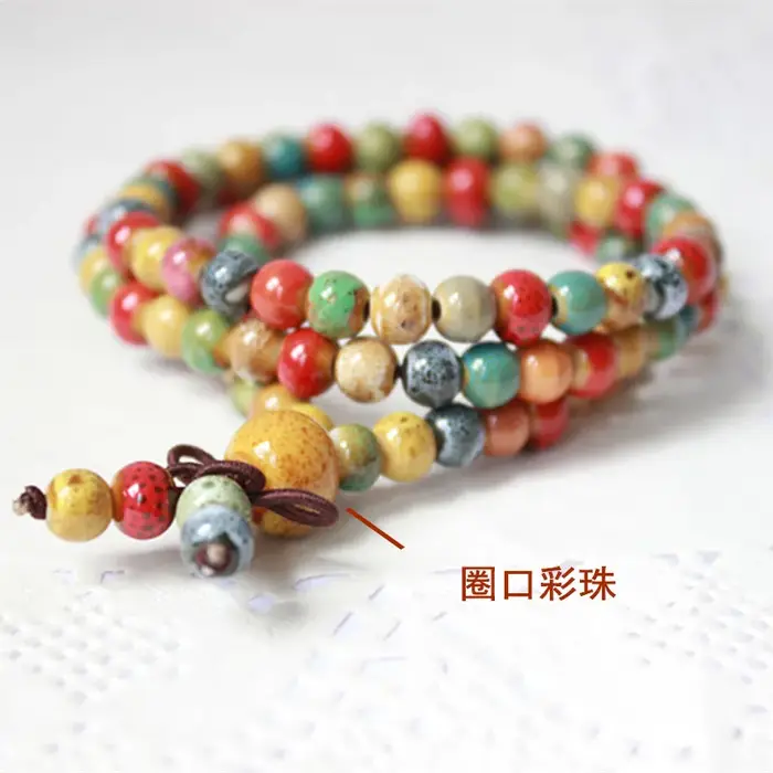 Bracelets en fil de perles de 6mm pour femmes, en céramique, perles de prière artistiques, Chakra bo