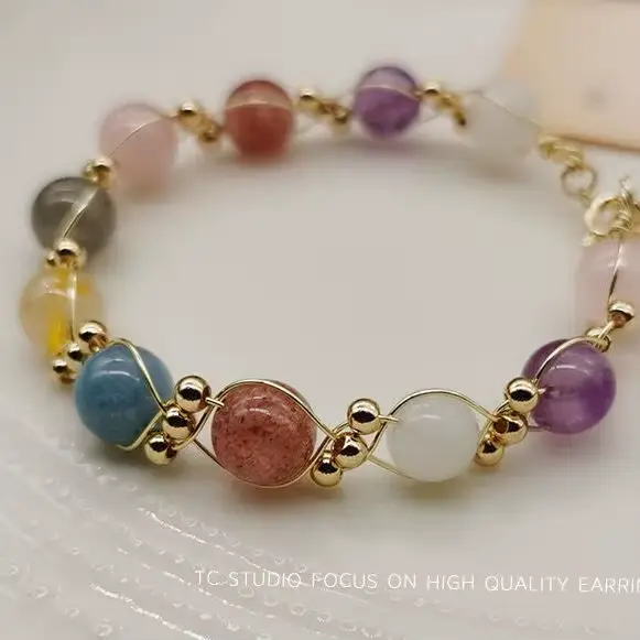 Dreams Come True Niche Perles tissées colorées Bracelet multi-cristal mixte Naturel Lucky Allegory C