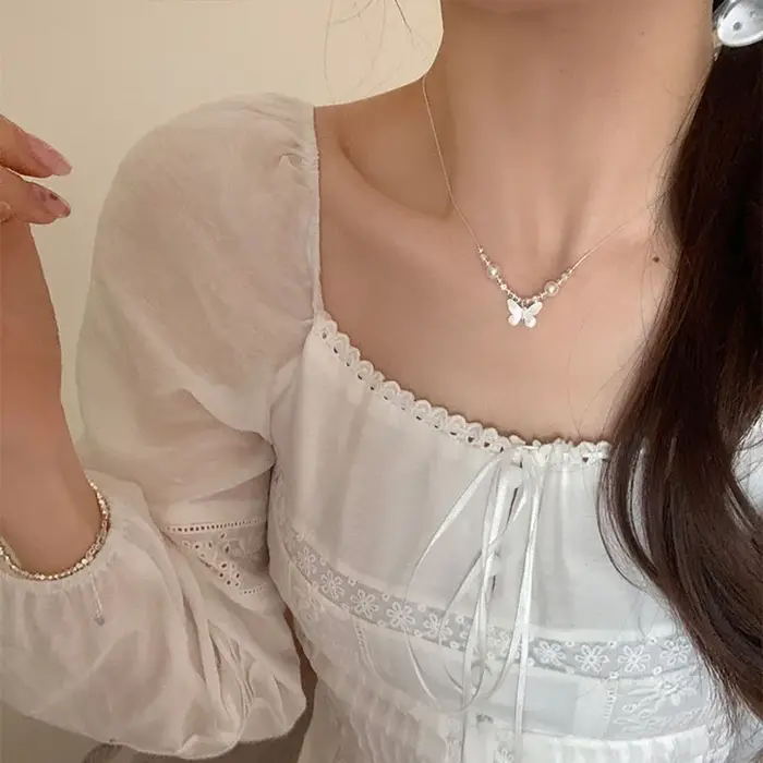 JOSweet-Collier papillon brillant pour femme