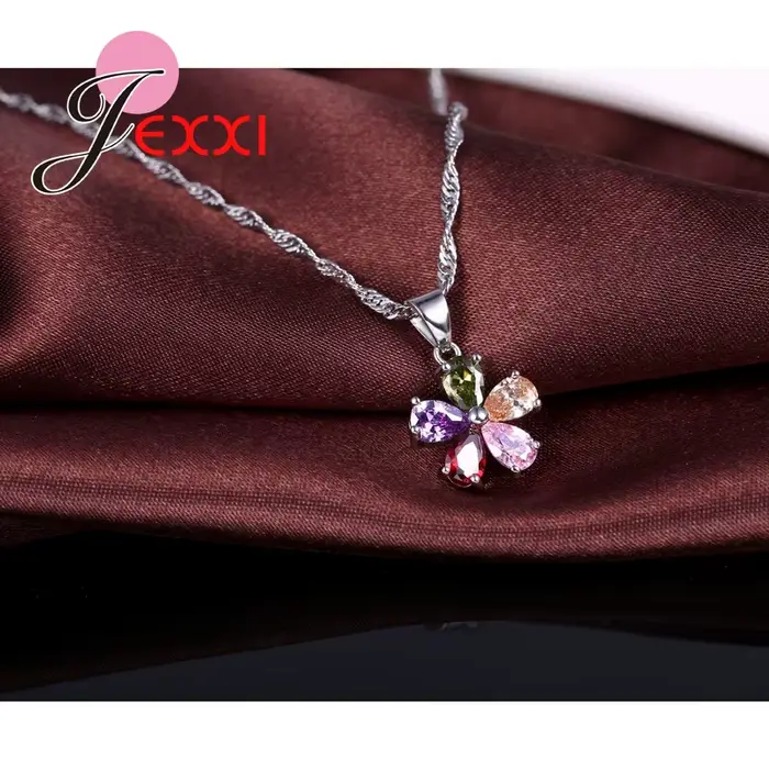 Kendning Flower-Ensembles de bijoux pendentif en cristal coloré CZ