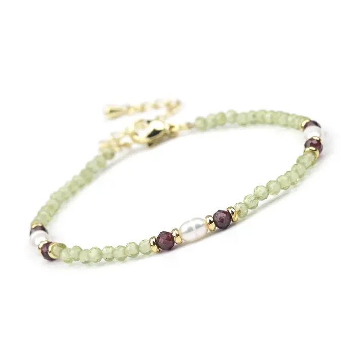 Bracelet de perles d'eau douce pour femme, pierre naturelle, péridot, grenat, pierre précieuse, 3mm