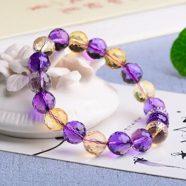 Alanding Yst-Bracelet de perles rondes à facettes pour hommes et femmes