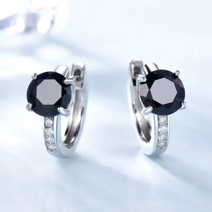 Boucles d'oreilles rondes à Clip noir, en argent Sterling 925, cadeau d'anniversaire pour femmes, 20