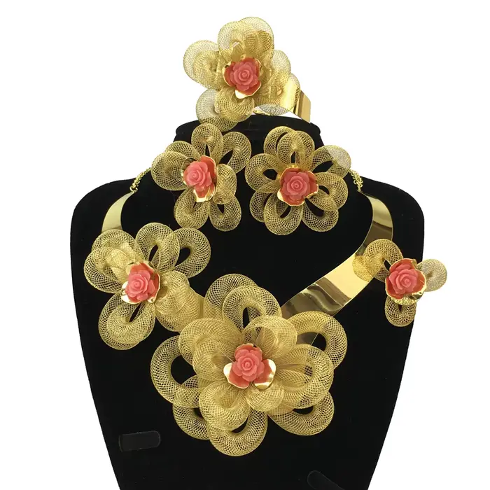 NigWin-Ensembles de bijoux plaqués or pour femmes, costume de mariage pour patients, collier africai