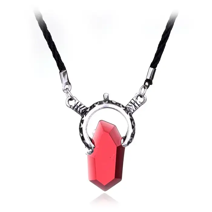 DMC-Collier pendentif en cristal rouge pour hommes et femmes, SAFMaycry, SAFHunter Dante, Amulette p