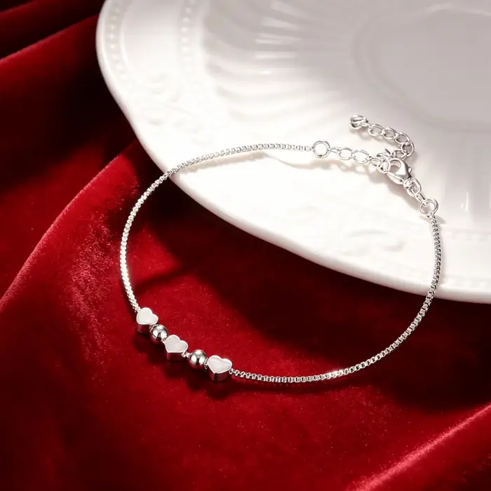 Bracelet en argent sterling 925 avec chaîne en forme de cœur pour femme, bijoux fins à la mode, cade