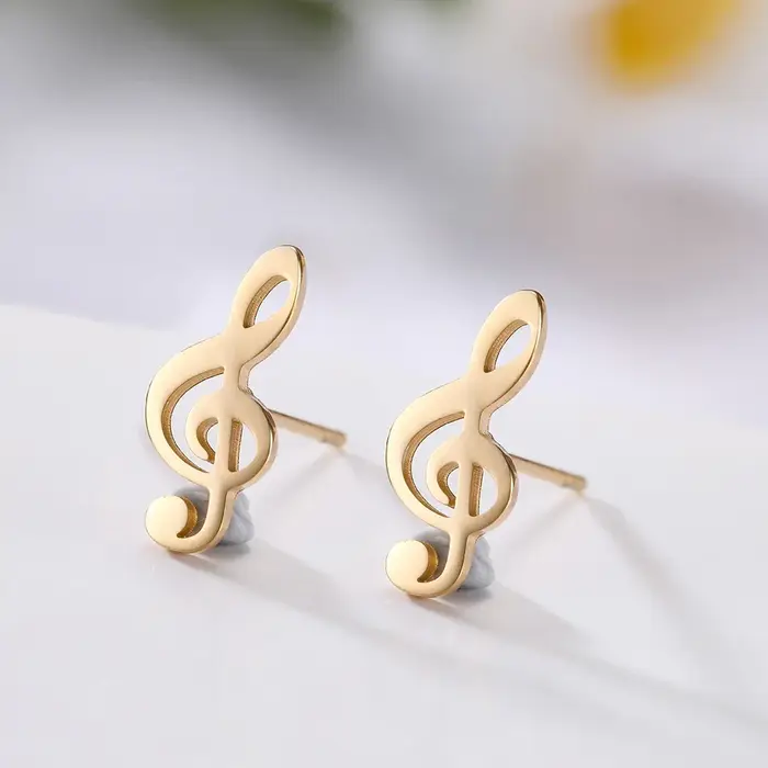 Boucles d'Oreilles en Acier Inoxydable en Forme de Note de Musique Cadeau Pour Femme Homme Sœur Occasions Spéciales