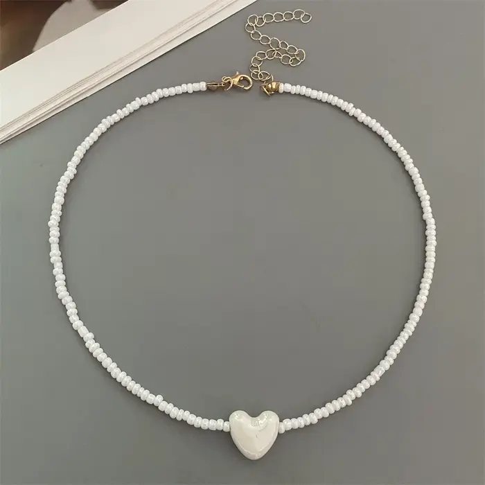 Collier ras du cou court en forme de cœur pour femmes, couleur tendance, fait à la main, couleur bon
