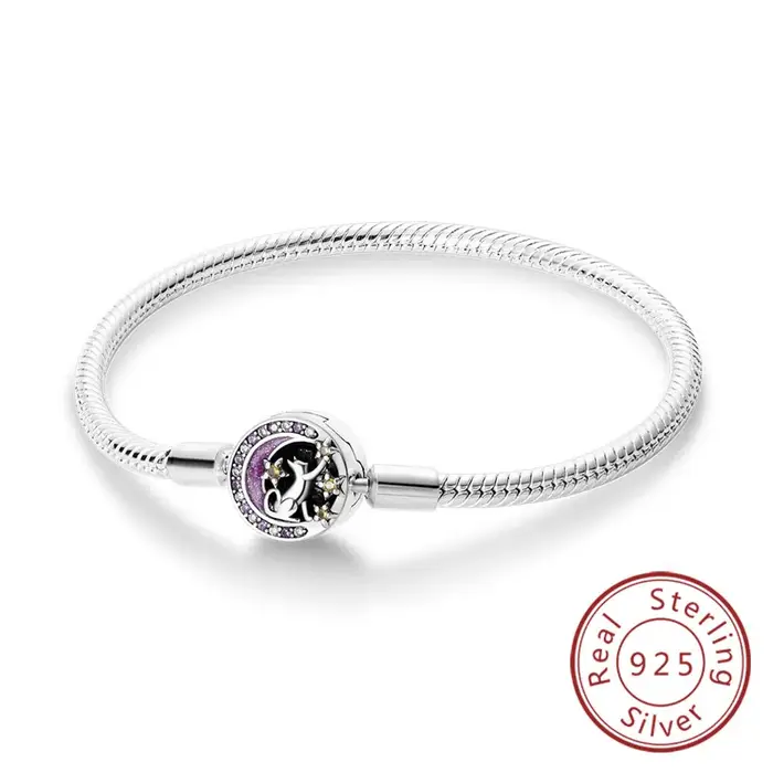Bracelet 17-20CM Cœur d'amour Original 925 Argent Sterling Bracelet à breloques Pavé Zirconia Bracel