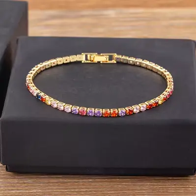 Nidin – Bracelet chaîne de Tennis pour femmes, luxe, pratique, 4 griffes, mosaïque, zircone cubique,