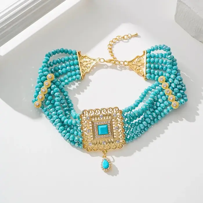 Ensemble de collier ras du cou plaqué or pour femmes