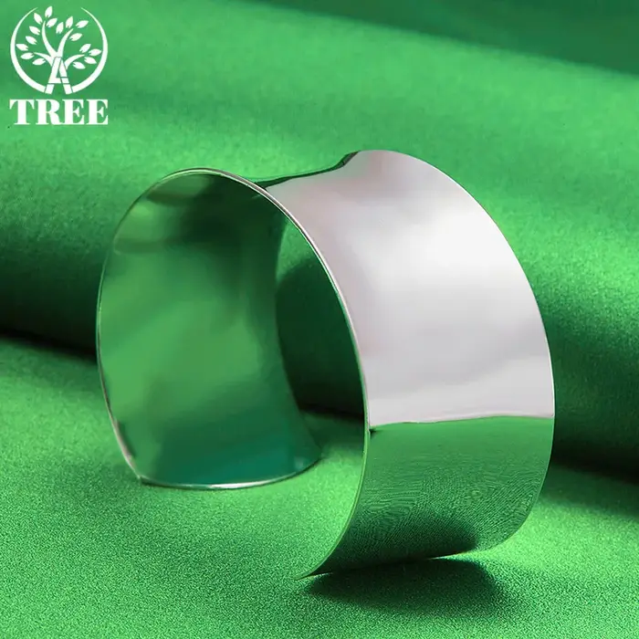 Bracelet ouvert rond large réglable en argent Sterling 925