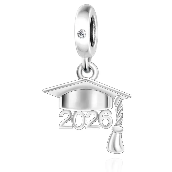 Breloque en argent sterling 925 en forme de chapeau de diplômé, compatible avec les bracelets Pan or