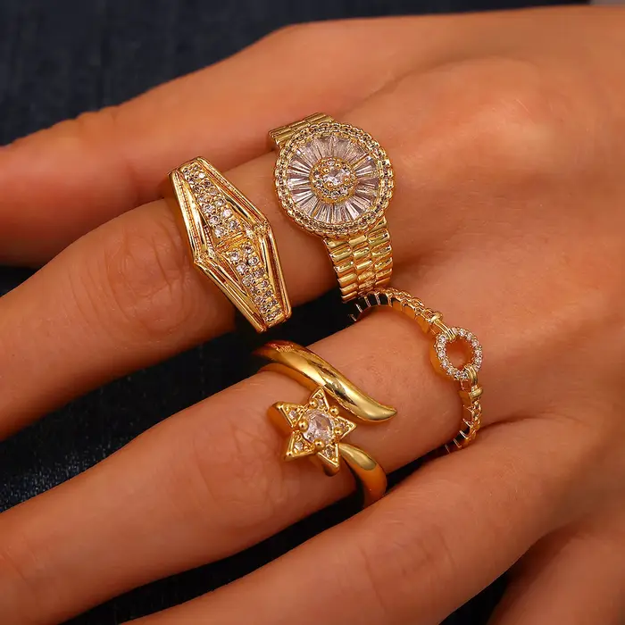 Bagues rondes en zircone brillante pour femmes et hommes