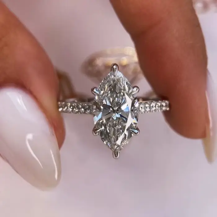 Bague Marquise en diamant Moissanite véritable GRA 2ct pour femmes, en argent Sterling 925, pour fête d'anniversaire, bijoux de luxe fins de haute qualité