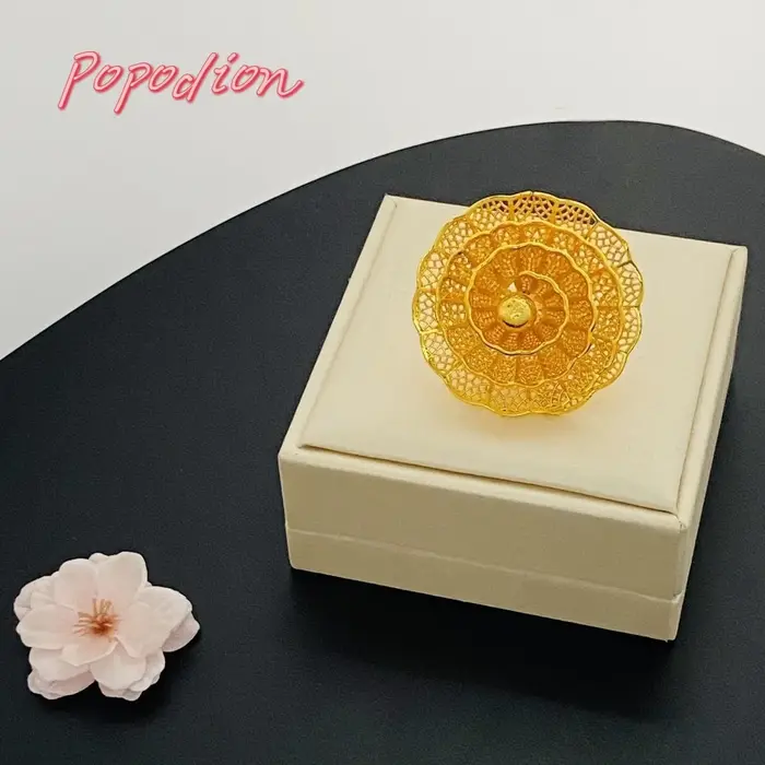 Popodion-Bague plaquée or 24 carats pour femme, Dubaï, YY10 Costumes, Nouveau