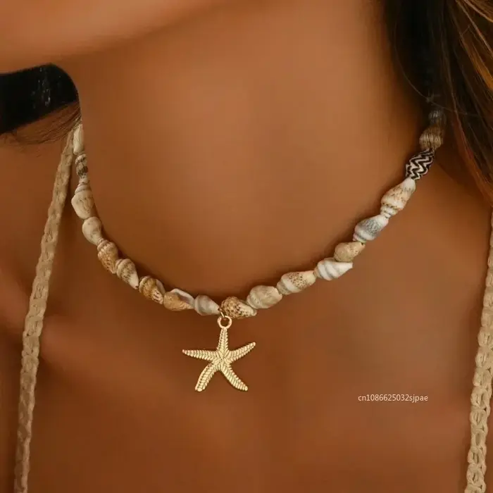 Collier de perles de coquillage naturel