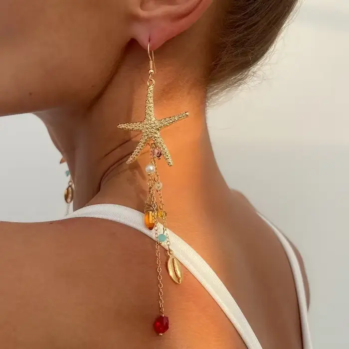 Boucles d'oreilles tendance étoile de mer pour femmes