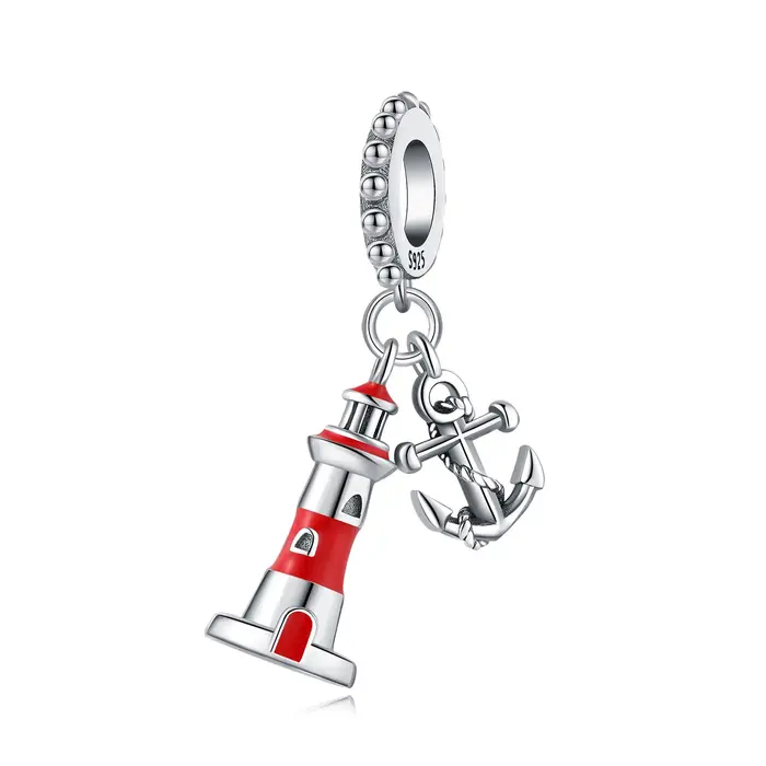 Breloque en argent Sterling S925 Pendentif Ancre Tour de Garde des Profondeurs Pour Bracelet Cadeau Femme Occasions Spéciales