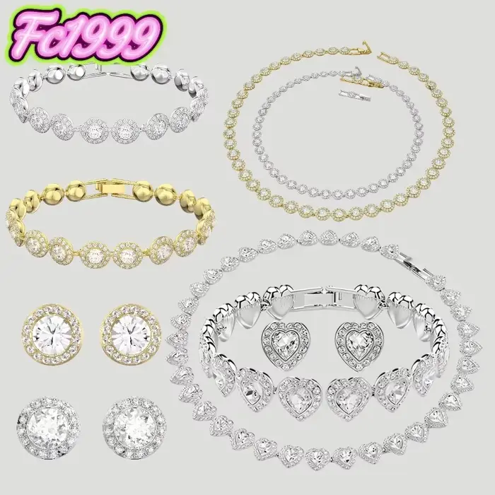 Ensemble de bijoux en argent sterling 925 serti de cristal pour femmes, collier, boucles d'oreilles, bague et bracelet, idéal pour les mariages et les occasions spéciales
