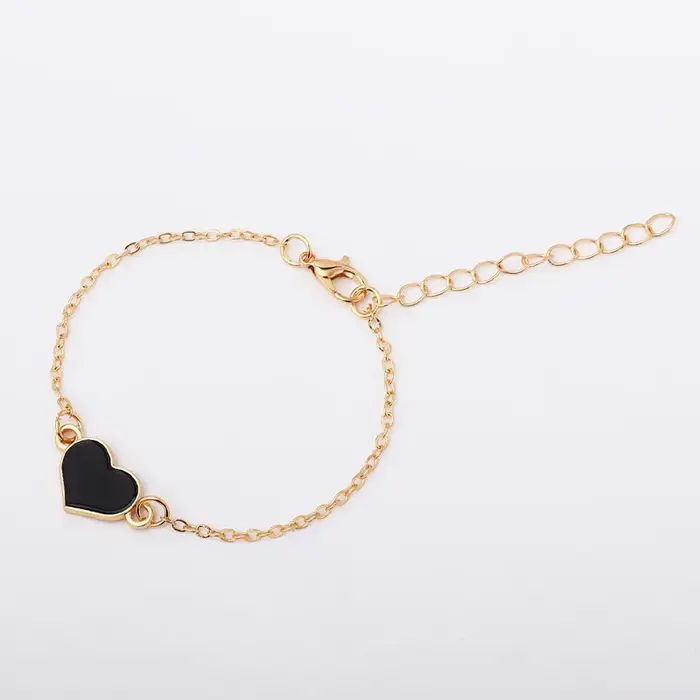 Bracelet coeur d'amour pour femmes réglable plaqué or chaîne O lien de cheville amitié saint valenti