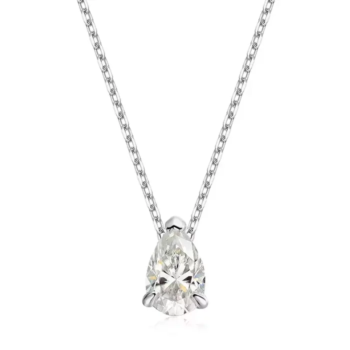 Smyoue certifié 1CT 2CT poire coupe D VVS1 Moissanite collier pour femmes 18k plaqué or bijoux 100% 