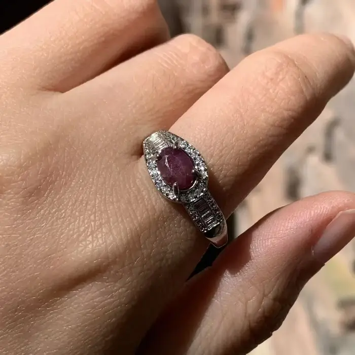 Bague en rubis naturel réglable