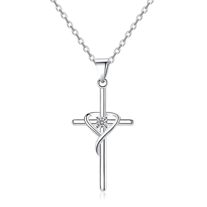Collier en argent Sterling 925, collier croix en cristal de Zircon, bijoux cadeaux pour femmes et ho