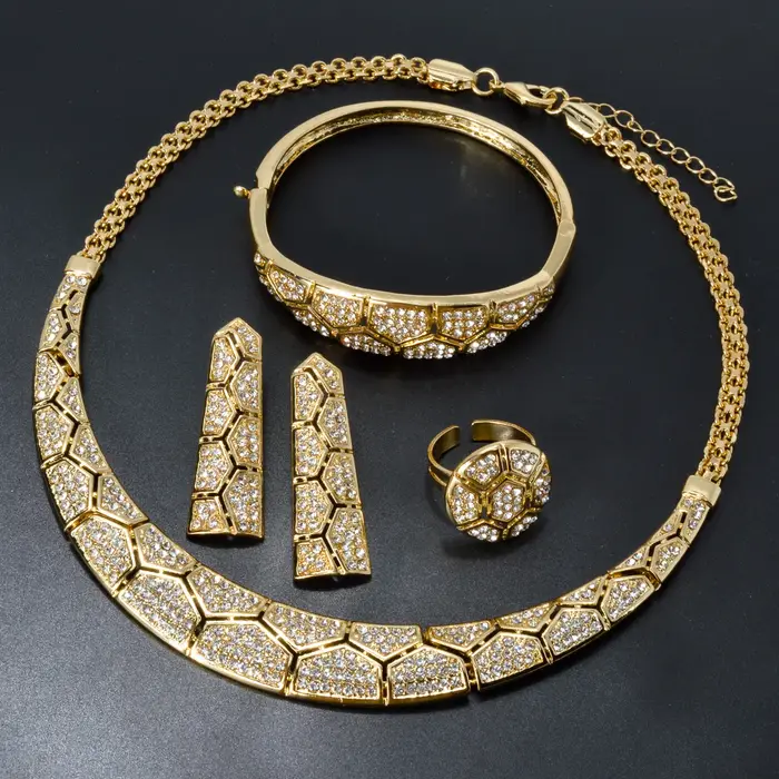 Ensemble de bijoux de mariage plaqué or pour patients oste nommée pour femmes, boucles d'oreilles cl