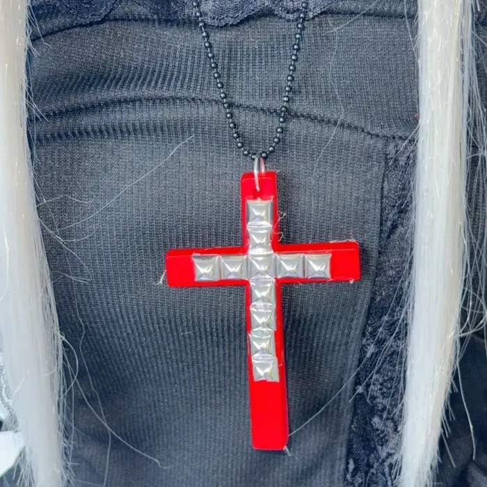 Goth Jewelry – collier avec pendentif croix Srivet rose en bois pour femmes, breloques Punk Cool, ac