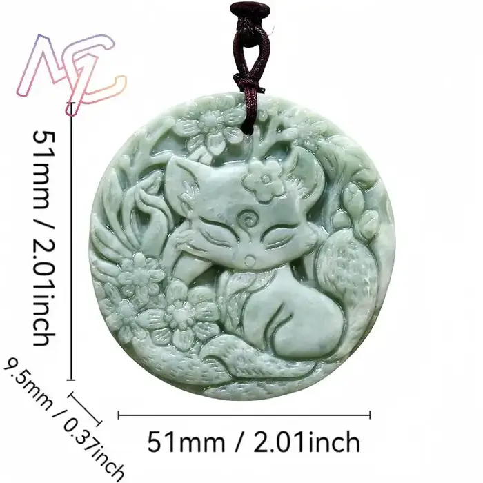 Collier pendentif renard en Jade véritable naturel, accessoires de pierres précieuses, bijoux sculpt