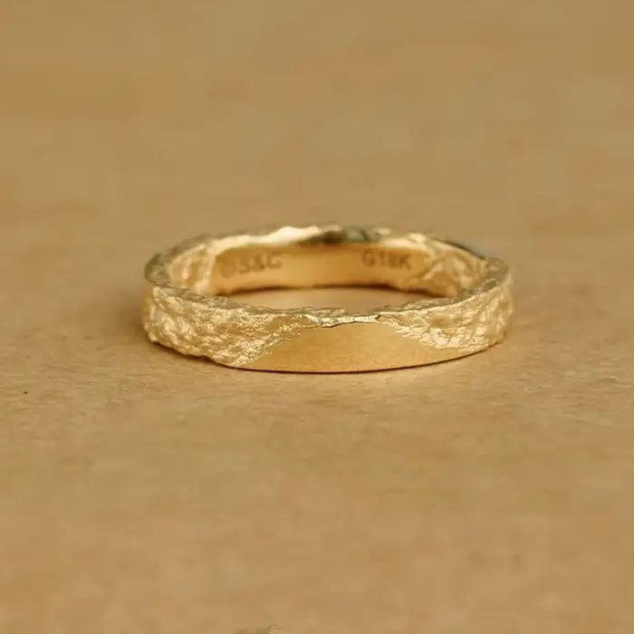 Bague à texture martelée - Bague minimaliste en métal massif pour femme, bijou réglable, bague fine