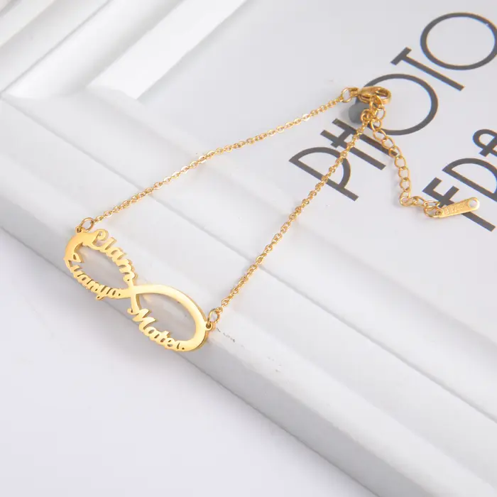 Lemegeton Bracelet infini personnalisé avec nom pour femmes et filles
