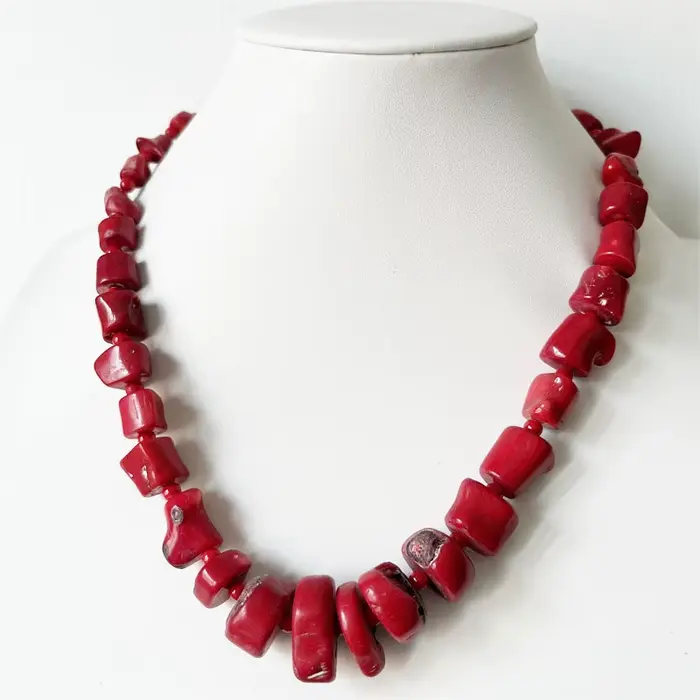 Collier en corail rouge 48-49CM, pierres précieuses, bijoux naturels baroques rares, Noble, élégant,