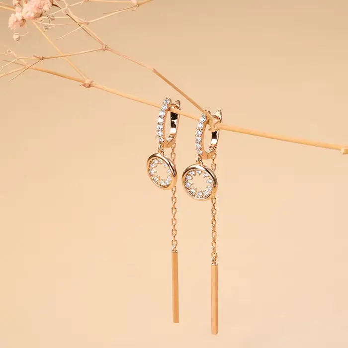Boucles d'oreilles en or rose 14 carats pour femmes