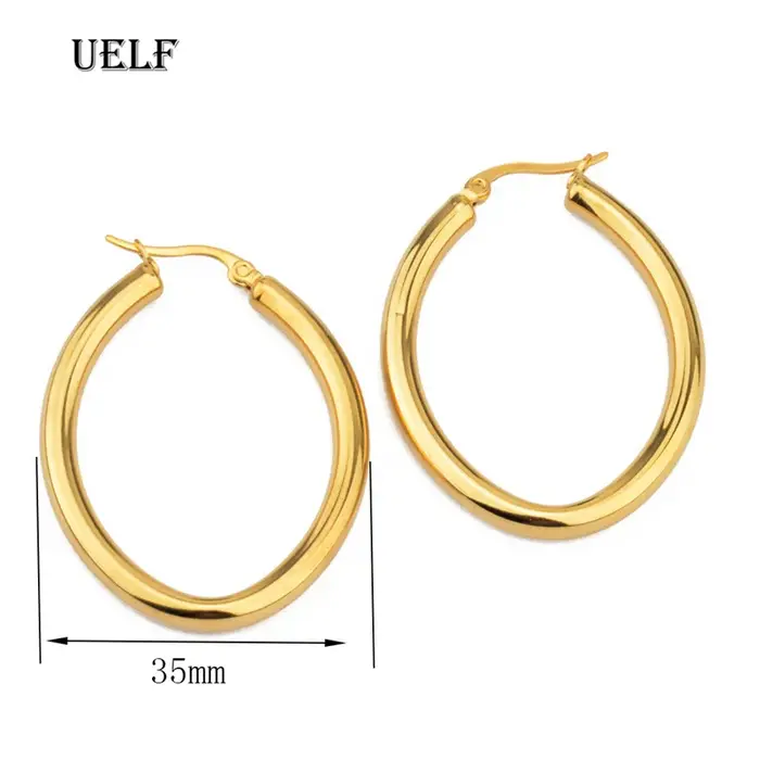 Uelf – boucles d'oreilles créoles circulaires de couleur or