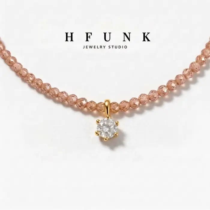Collier en argent sterling avec zircon et moissanite champagne pour femmes