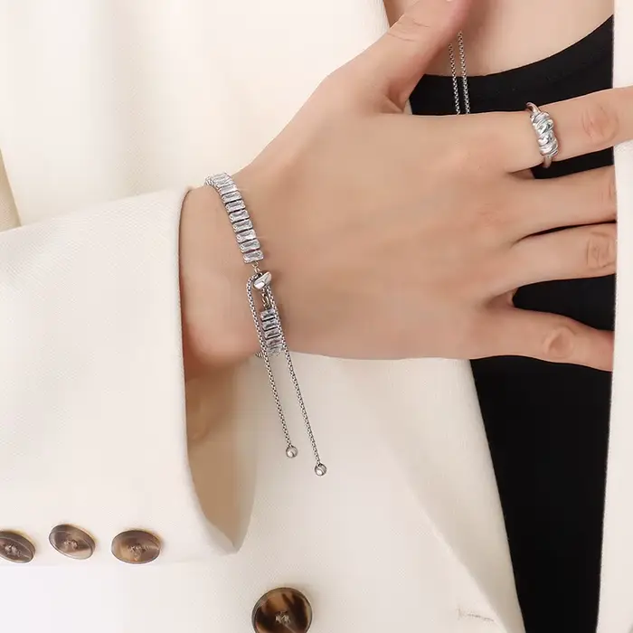 Bracelet et collier ajustables en acier au titane plaqué or pour femme, optique de tennis, pop-corn, ensemble de colliers, cadeau pour fille, nouvelle mode