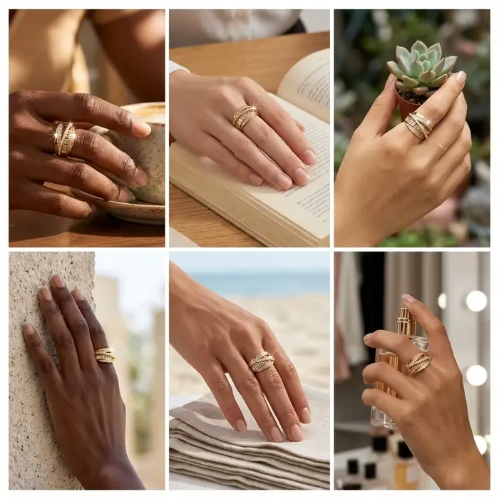 Bague classique couleur or à large ouverture pour femme, zircone brillante de luxe, ajustable, bijou de fiançailles et de mariage, cadeau