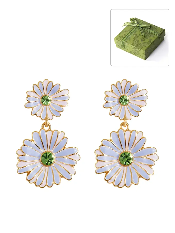 Boucles d'oreilles juteuses en raisin et marguerite – Émail peint à la main sur argent sterling 925 