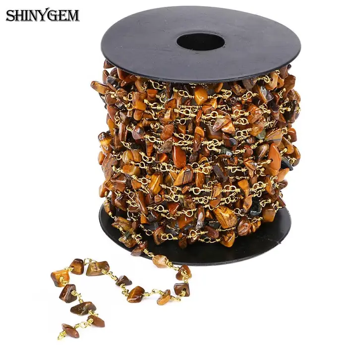 Chaînes de Perles en Tourmaline Naturelle ShinyGem Plaquées Or pour Création Bijouterie Occasions Spéciales