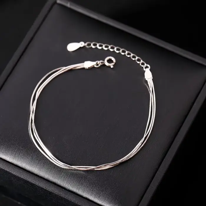 Bracelet en Argent Sterling 925 Coréen Multicolore pour Femmes Occasions Spéciales Soirées Élégantes
