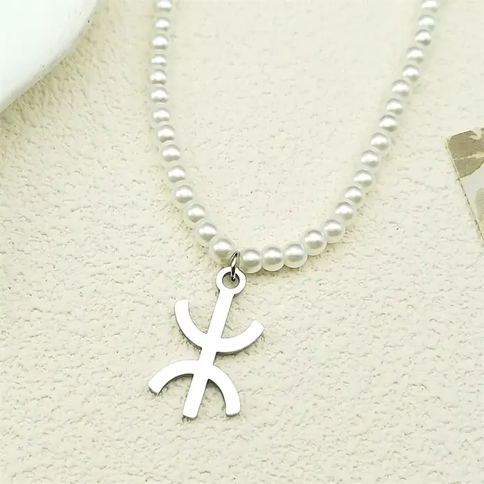 Colliers avec pendentif symbole des berbères d'afrique pour femmes et hommes, en acier inoxydable, p