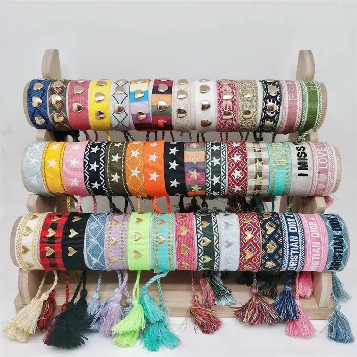 Bracelet avec Logo étoile brodé de Style ethnique bohémien pour femmes